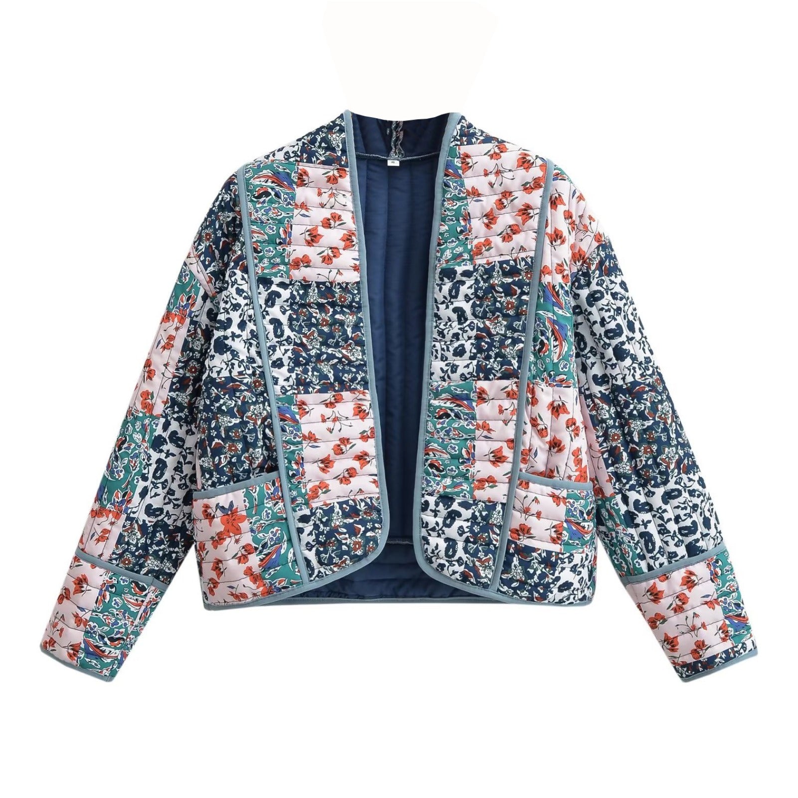 Wholesale Autumn New Women's Fashion Print Loose Casual Cardigan Cropped Cotton Jacket